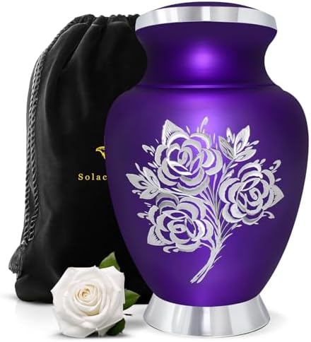 Elegant Purple Rose Cremation Urn - Handcrafted for Women and Men