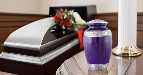 Elegant Purple Cremation Urn for Human Ashes Large Adult Memorial Urn