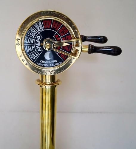 30 Inch Brass Ship Engine Telegraph with Wooden Base