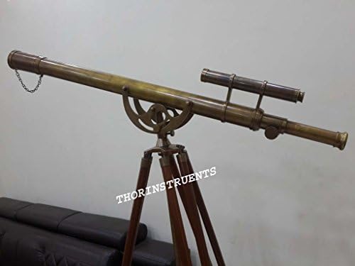 THOR INSTRUMENTS Nautical Brass Spyglass Telescope with Brown Tripod Stand