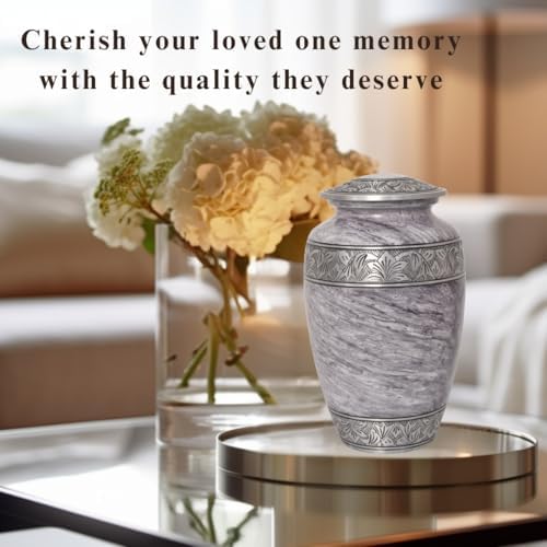Home Elm Cremation Urn for Human Ashes - Large Gray