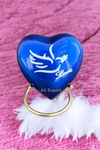 Red Heart Shaped Cremation Urn with Stand - Small Urn for Human Ashes