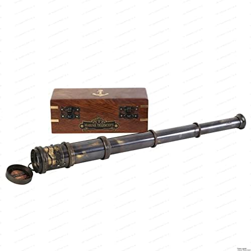 Vintage Brass Spyglass Telescope with Wooden Box