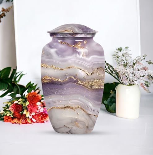 Golden Serenity Decorative Urn for Human Ashes 10 Inch