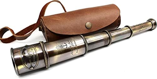 1920 Brass Vintage Telescope with Leather Case