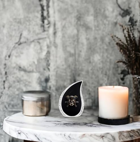Pirate Skull Black Urn for Human Ashes 3 Inch