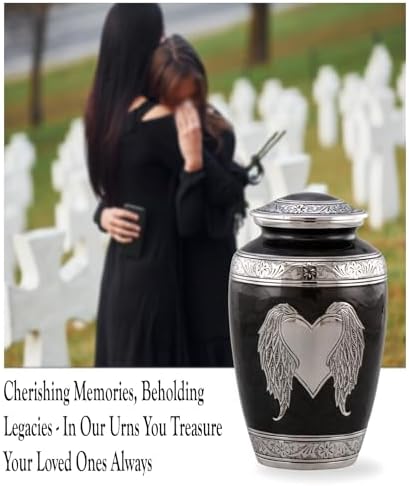 Elegant Angel Wings Cremation Urn - Black Velvet Bag Included