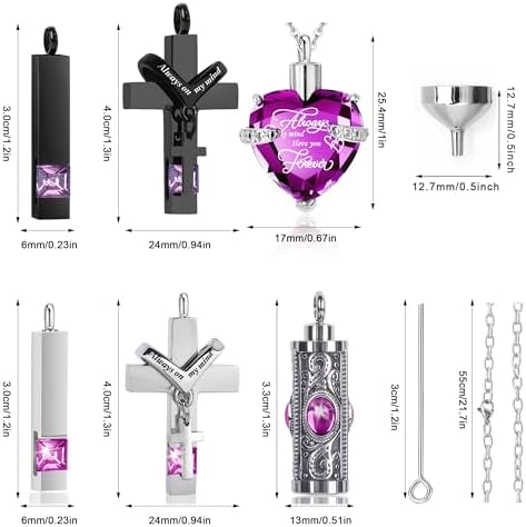Suruim 6 Pcs Cremation Urn Necklaces Set