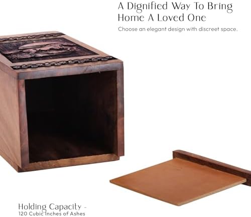 JAGASY 8 Inch Wooden Cremation Urn for Ashes