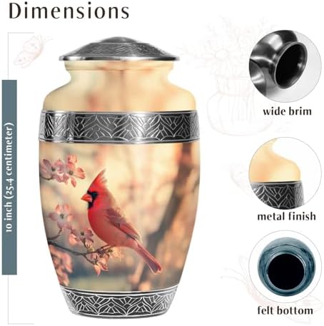 YATSKIA Orange Cardinal Bird Cremation Urn for Human Ashes