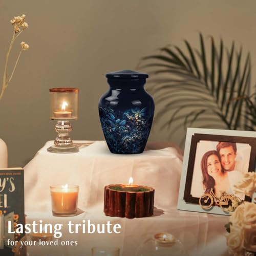 Blue Flowers Urns for Human Ashes Small Keepsake Urn 3 Inch Cremation Urn
