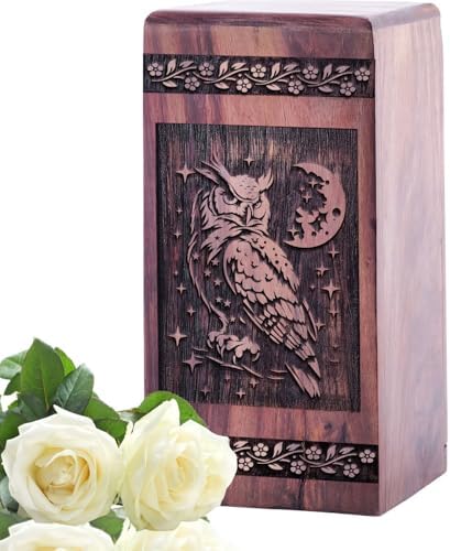 Owl Urn for Human Ashes - 8 Inch Wooden Urn