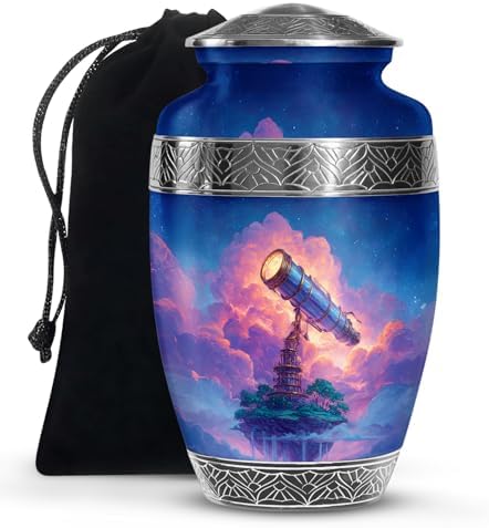 Telescope Cremation Urn - 10 Inch Blue Urn for Human Ashes