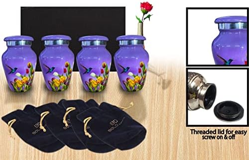 Bold Divine Purple Hummingbird Cremation Urns - 4 Small Keepsakes