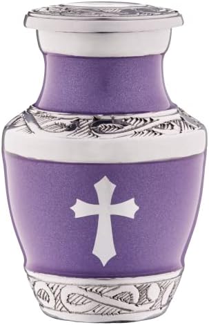4 Purple Urns for Ashes Set - Cremation Keepsakes with Velvet Box