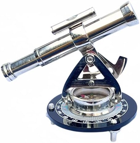 Nickel Finish Alidade Compass Telescope for Home Office Decor