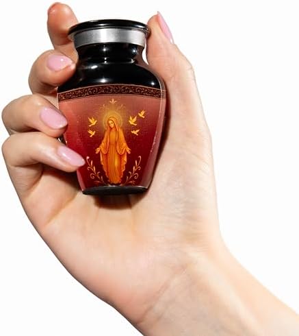 Catholic Mini Keepsake Urn with Virgin Mary Design