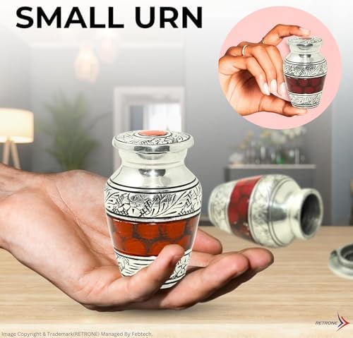 Mini Keepsake Urn for Ashes with Velvet Heart-Shaped Box