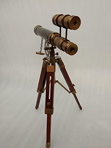1915 Victorian Brass Telescope with Wooden Tripod