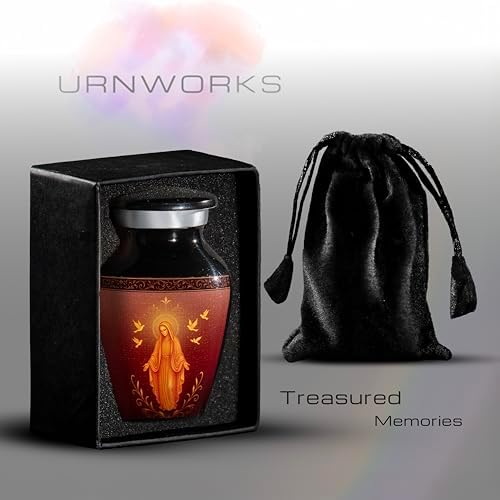 Catholic Mini Keepsake Urn with Virgin Mary Design