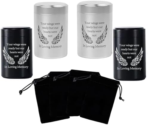 27 Inch Small Urns for Ashes - Set of 4 Aluminium Mini Urns Cremation Urns for Human and Pet Ashes Ashes Holder