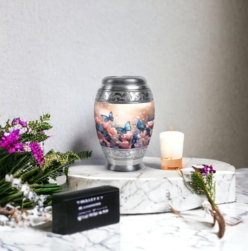Butterflies in Blossoms Mini Keepsake Urns for Ashes Set of 2