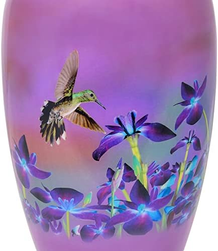 Cremation Urn with Satin Bag Large Handcrafted Hummingbird Design