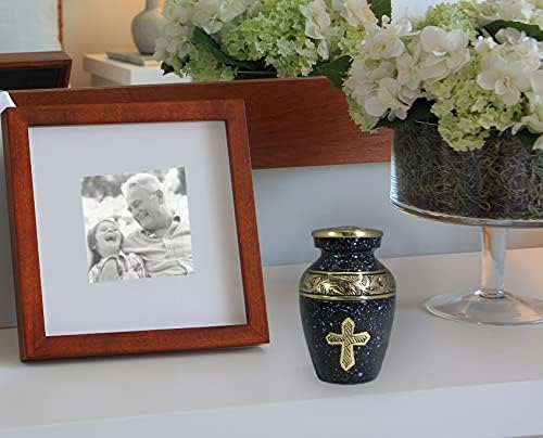 Black Cross Cremation Urn for Adult Male - Handcrafted