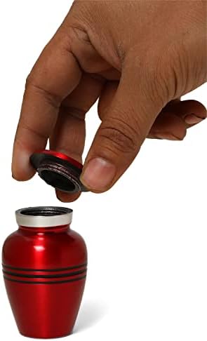Small Cremation Urns for Men Women - Ruby Red Mini Keepsake Urn with Velvet Bag and Gift Box