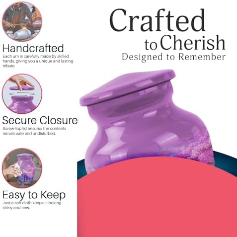 YATHSHA Elephant Urns Set of 5 for Human Ashes - Purple White Decorative Urns for Men Women