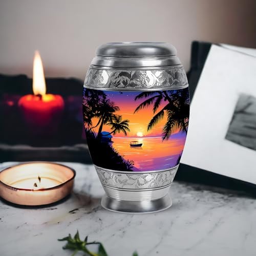 Stylish Cremation Urn for Adult Ashes - 10 Inch Large 3 Inch Small Combo