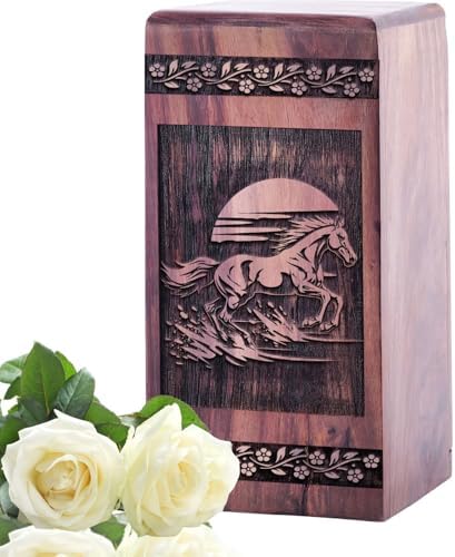 JAGASY 8 Inch Wooden Cremation Urn for Ashes