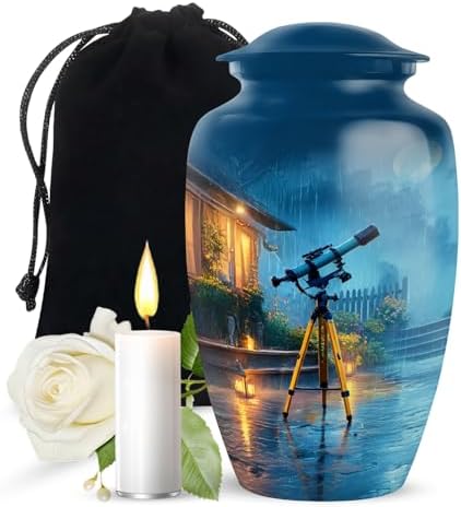 JAGASY 10 Inch Aluminum Ash Urn - Decorative Memorial Cremation Urn for Adult