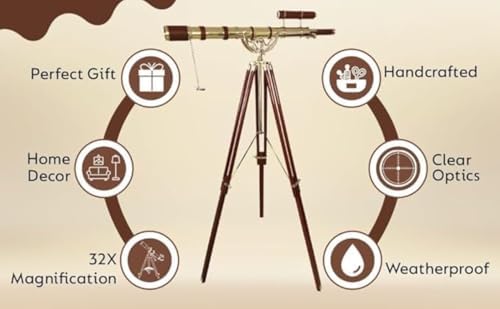 Vintage Marine Brass Telescope with Adjustable Tripod