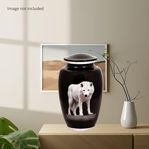 Stylish Aluminum Cremation Urn with Wolf Design