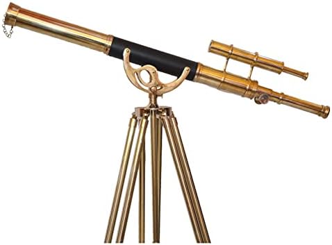 Nautical Double Barrel Telescope with Brass and Wood Tripod
