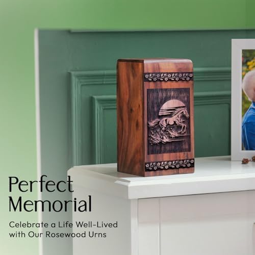 JAGASY 8 Inch Wooden Cremation Urn for Ashes