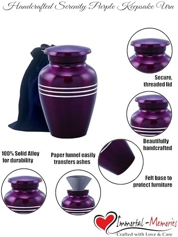 Serenity Keepsake Urn for Ashes - Miniature Urn with Velvet Bag