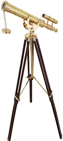Vintage Double Barrel Brass Telescope Nautical Floor Standing Decor