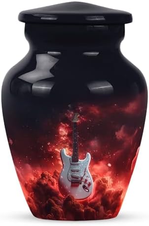 Guitar Decorative Urn for Human Ashes Black 3 Inch