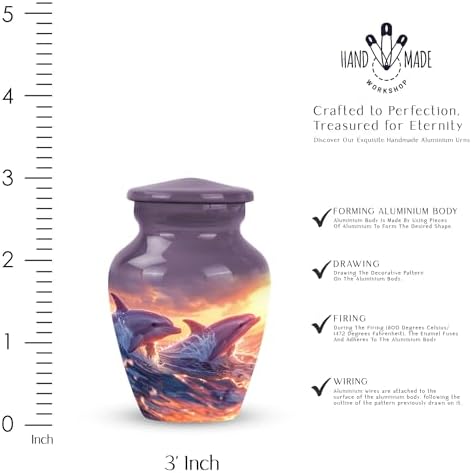 Dolphin Urn for Human Ashes - 3 Inch Cremation Keepsake for Women