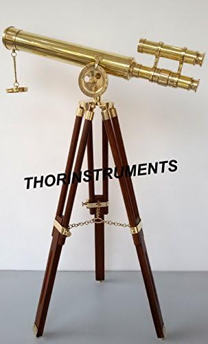 Nautical Brass Telescope with Wooden Stand