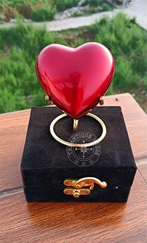 Premium Red Heart Urn with Box and Brass Stand