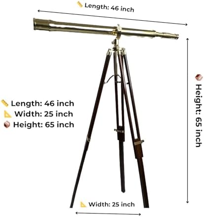 Celestial Captain 1 Meter Brass Telescope with 52mm Lens and 15X Magnification
