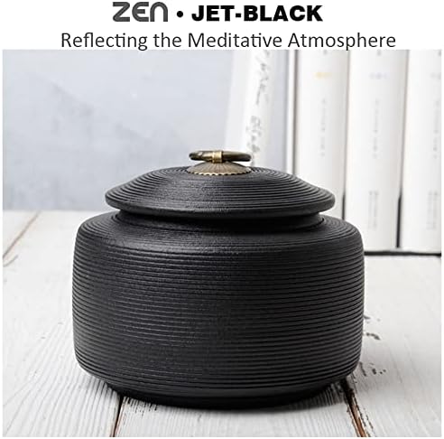 DGBG Cremation Ceramic Urn Black Velvet Bag Decorative