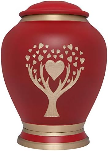 Red Cremation Urn with Tree of Life by Liliane Memorials