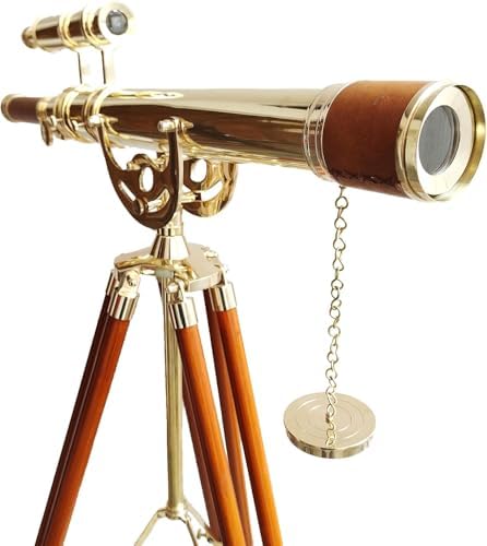 Personalized Vintage Telescope with Brass and Wood