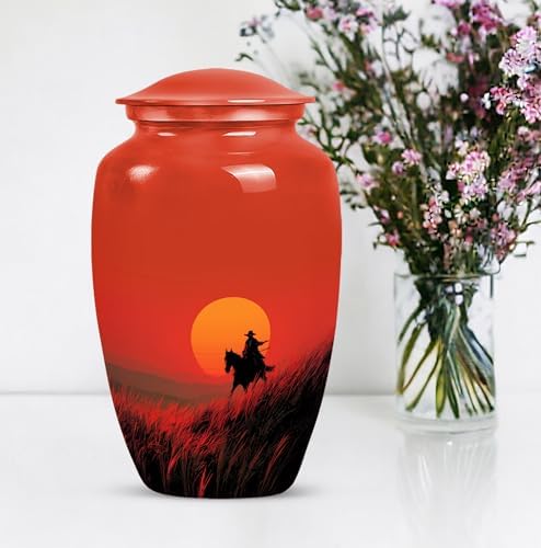 Sunset Cowboy Urn for Ashes - 10 Inch Adult Male