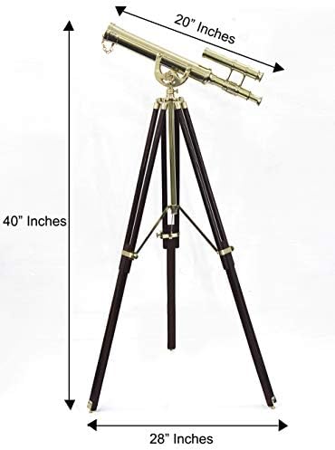 Vintage Double Barrel Brass Telescope Nautical Floor Standing Decor