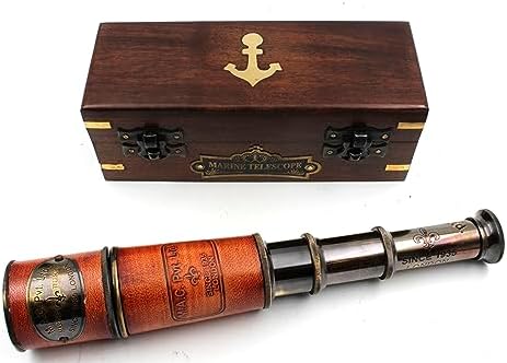 Handcrafted Brass Nautical Telescope 15X Magnification